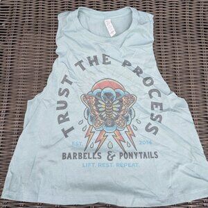 Barbells And Ponytails "Trust The Process" Racer Crop Tank Top Sz S NEW